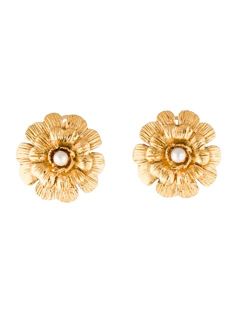 chanel flower earing|chanel camellia flower earrings.